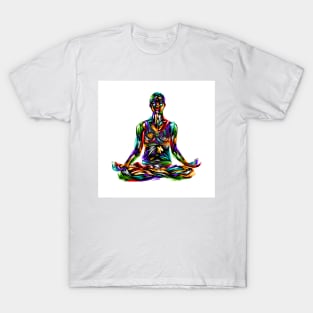 Yoga lotus position man digital illustration T-Shirt